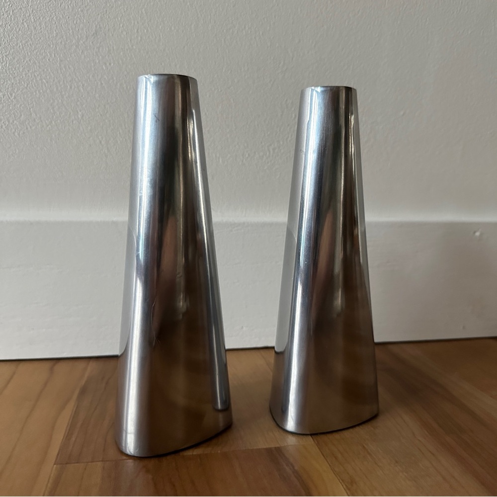 Set of 2 IKEA Chrome Renos Taper Candle Holders 80s vintage MCM